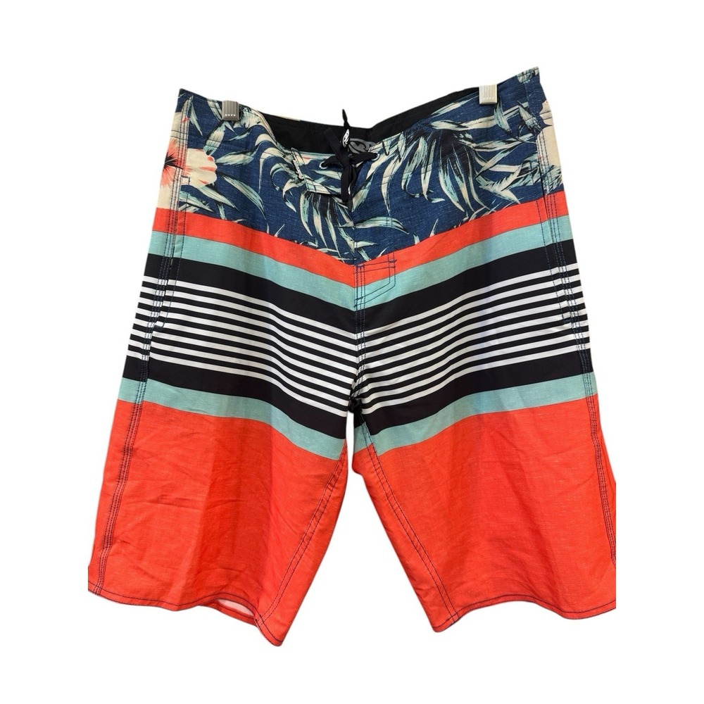 Men's NWT Palmwave Stripe Floral Swim Trunks Size 32